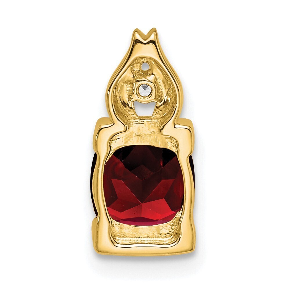 14k Yellow Gold Garnet And Diamond Pendant - Picture 4 of 4